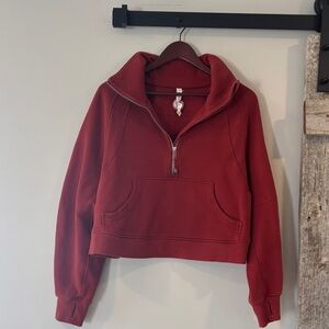 Lululemon Athletica Cropped Red Half-Zip Sweater size M/L